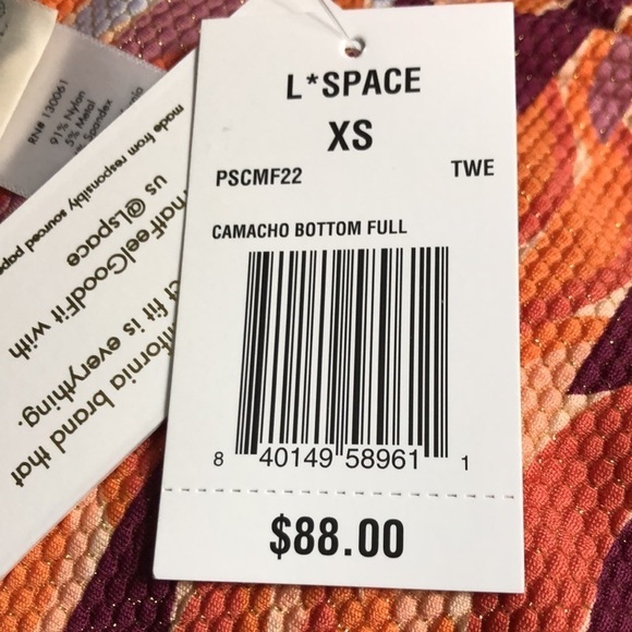 L Space Millie Camacho Bottom Full Bikini Size XS - Picture 6 of 7